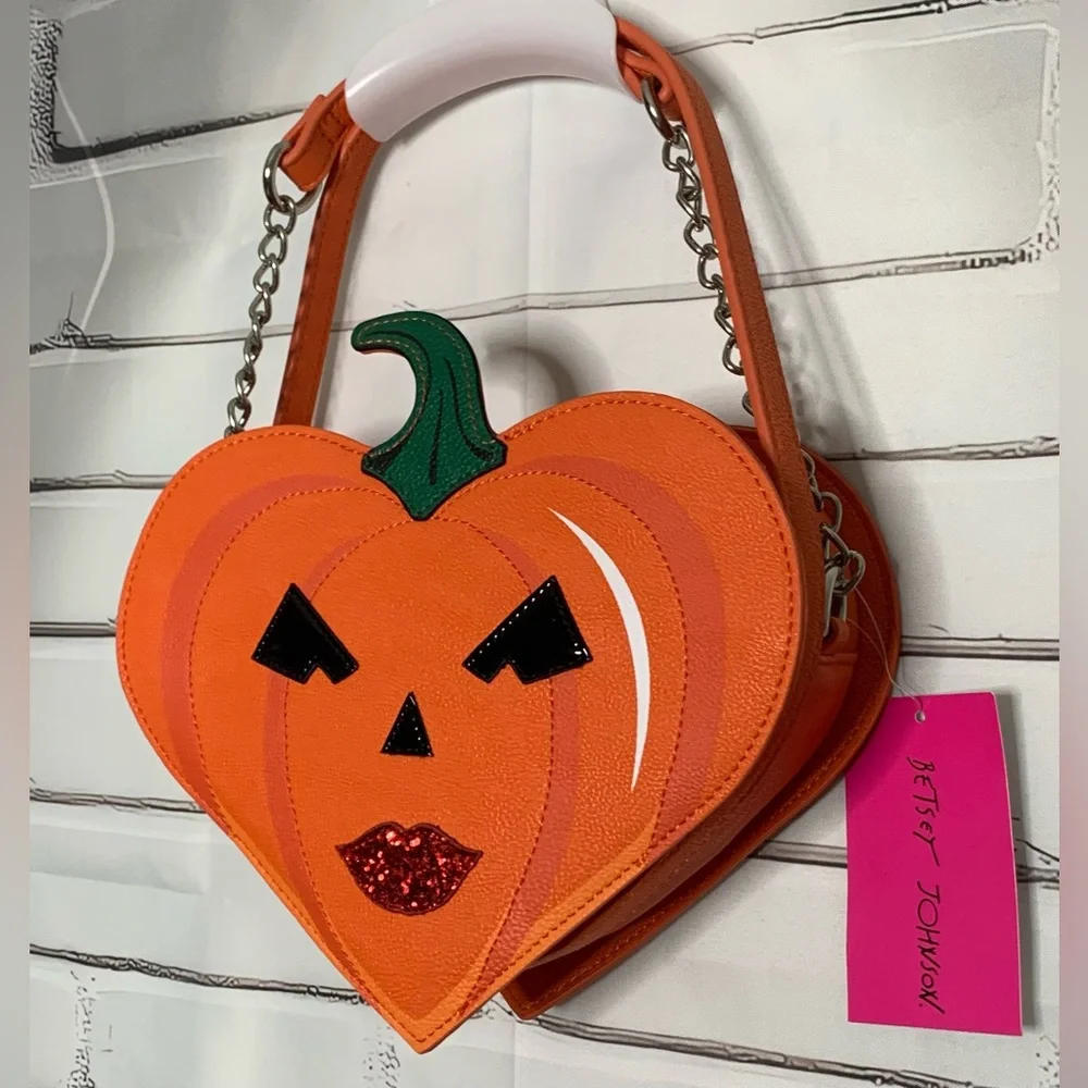 Betsey Johnson Kitsch Crossbody Pumpkin Bag Orange XOGINGER NWT - Picture 2 of 12